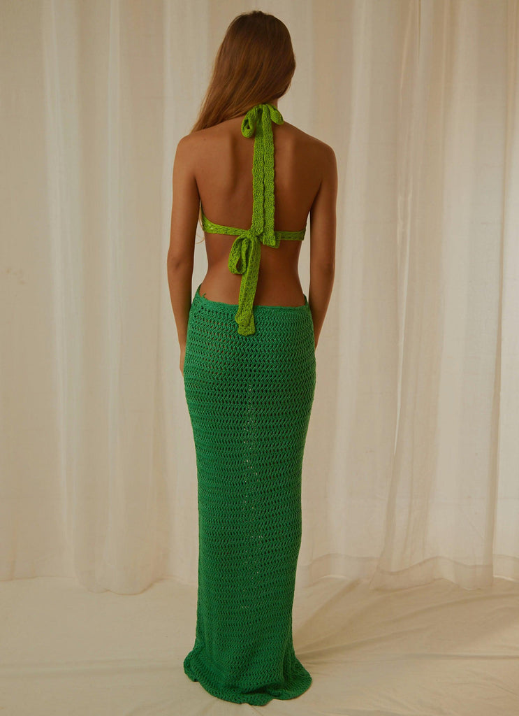 Haven Crochet Maxi Dress - Green - Peppermayo