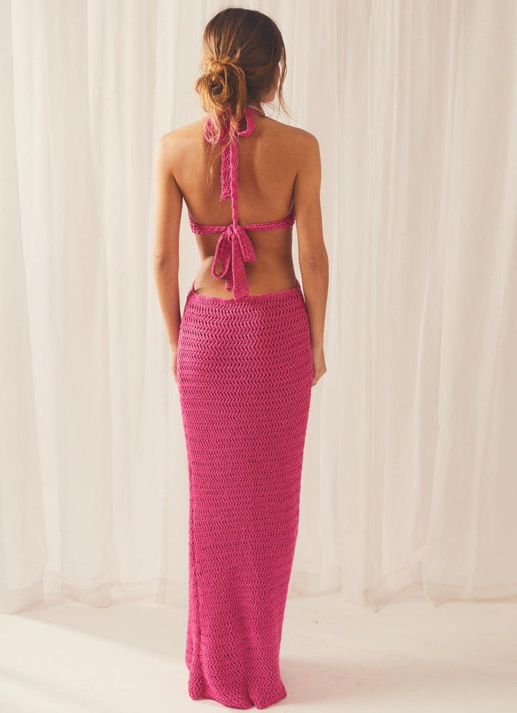 Havana Crochet Maxi Dress - Hot Pink - Peppermayo