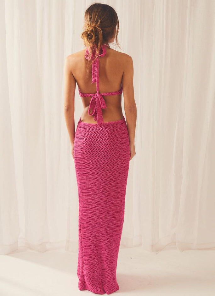 Havana Crochet Maxi Dress - Hot Pink