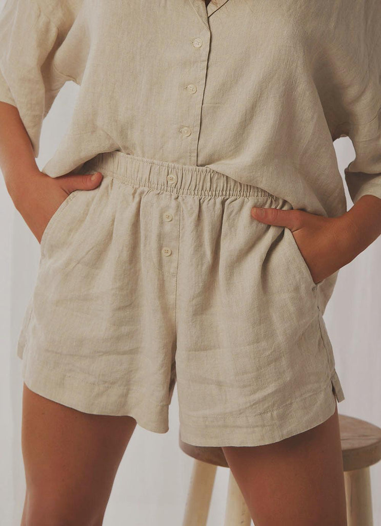 Nude Linen Lounge Short - Natural - Peppermayo