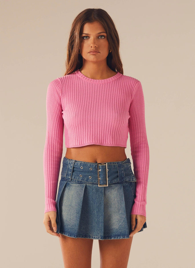 I'm Yours Crop Knit Top - Fuchsia