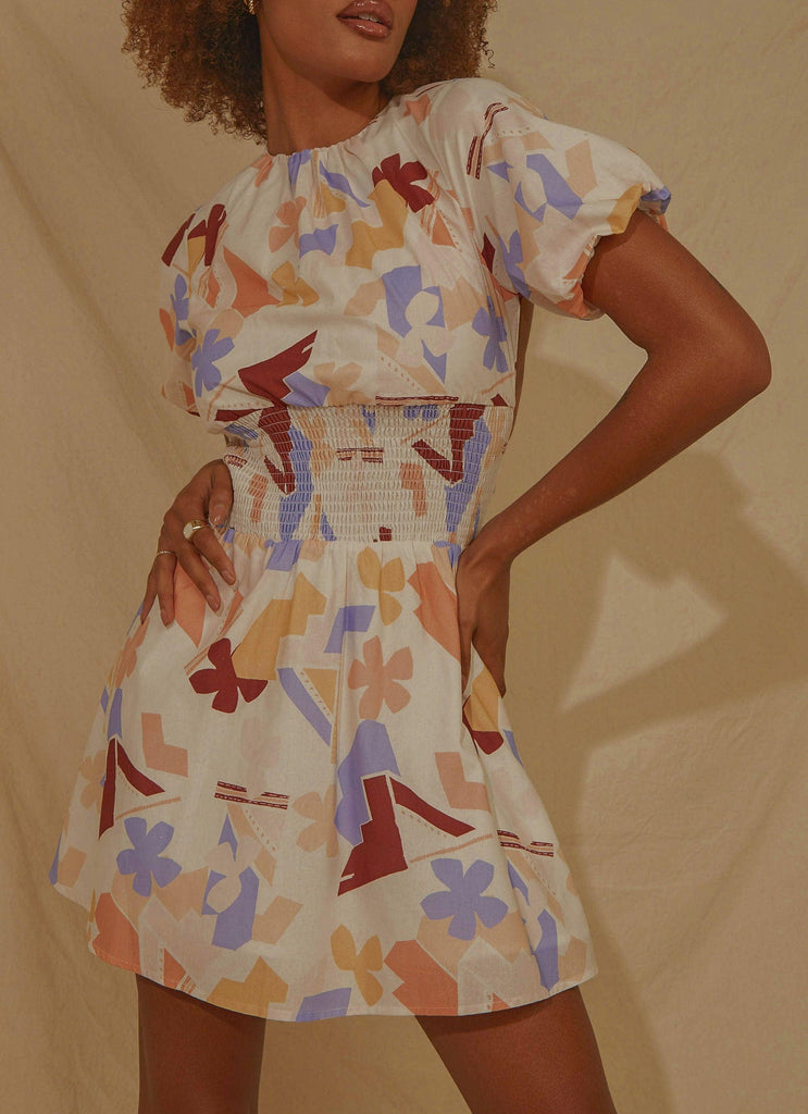 Lani Linen Mini Dress - Abstract Resort - Peppermayo