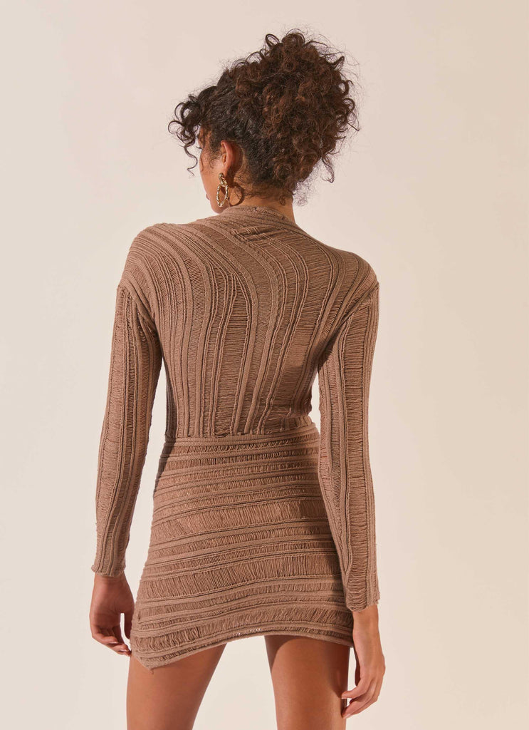 Angels Wing Mini Dress - Taupe - Peppermayo