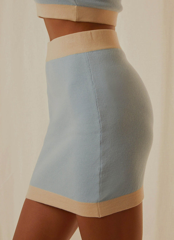Sunday Morning Knit Mini Skirt - Baby Blue - Peppermayo