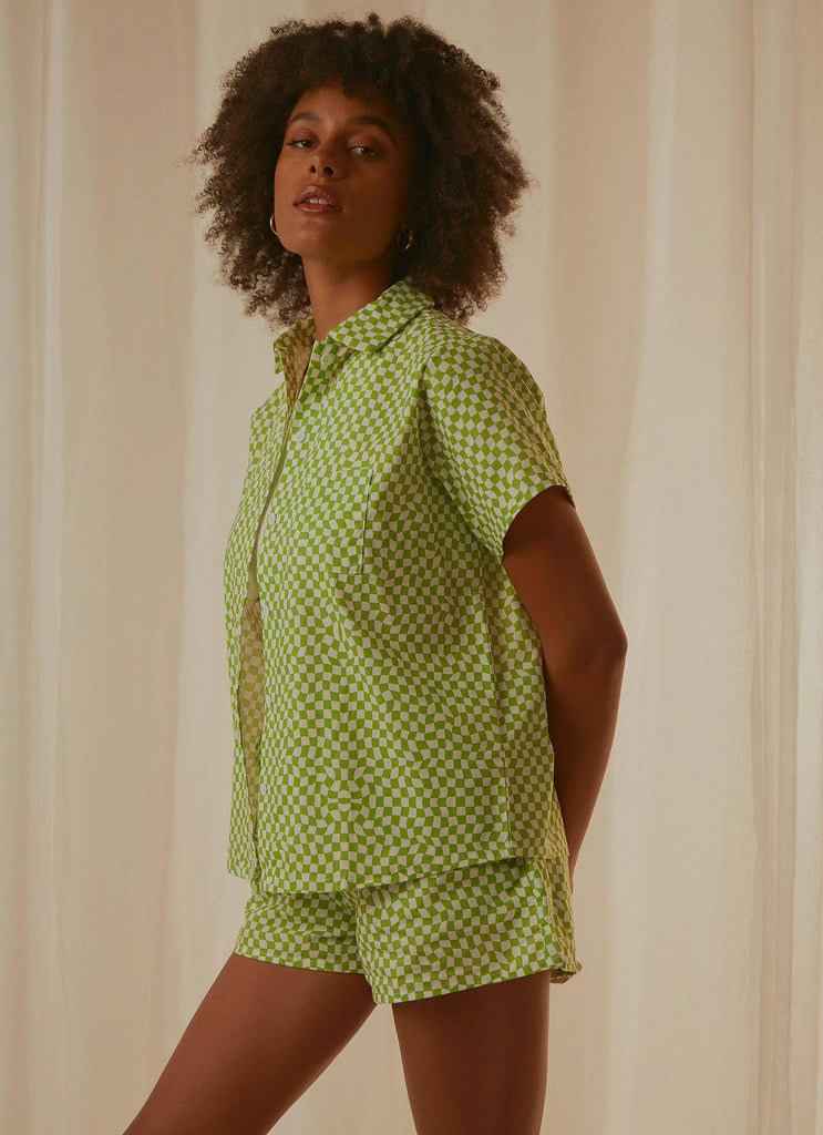 Seventies Groove Shirt - Lime Warp Check - Peppermayo