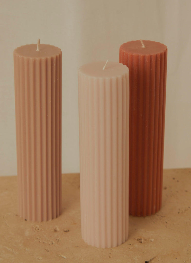 Moreton Eco Fluted Pillar - Antique Pink - Peppermayo