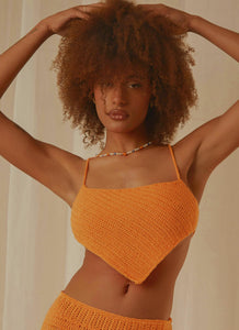 Cancun Crochet Halter Top - Tangerine - Peppermayo