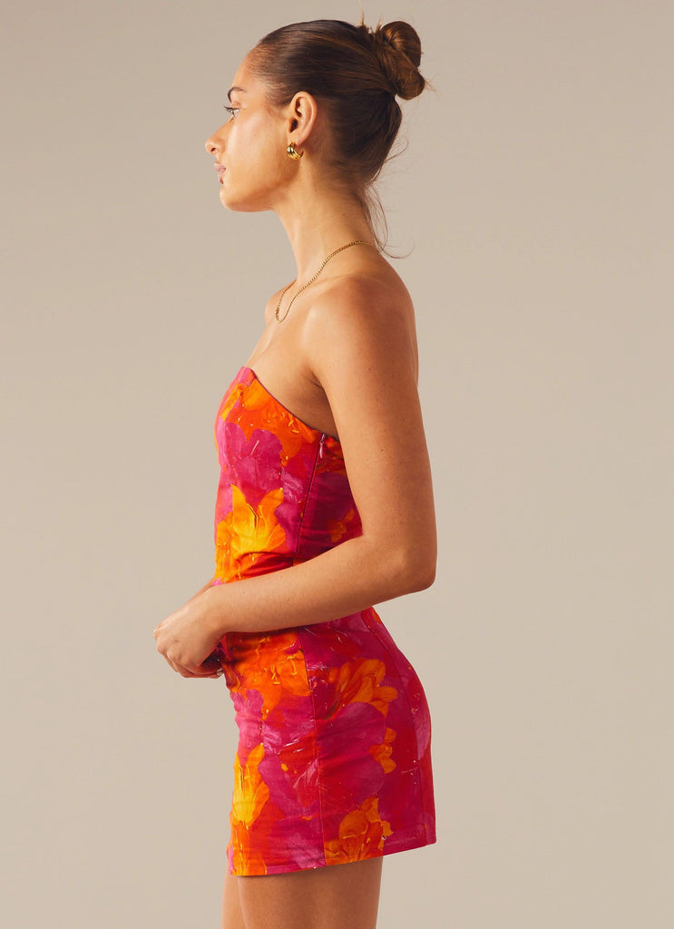 Stuck On You Mini Tube Dress - Floral Sun - Peppermayo