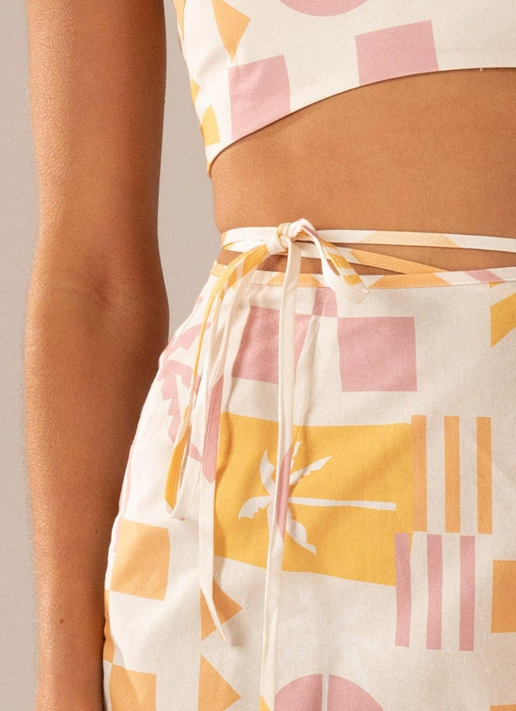 Seaside Sweethearts Wrap Mini Skirt - Under The Palms - Peppermayo