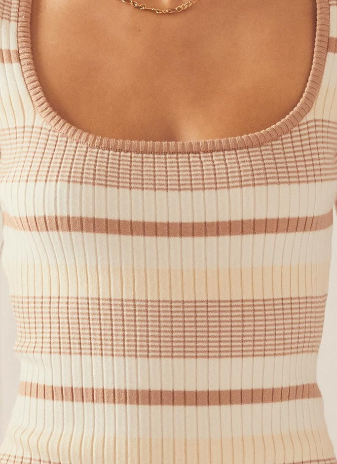 Ray LS Stripe Knit Dress - Natural
