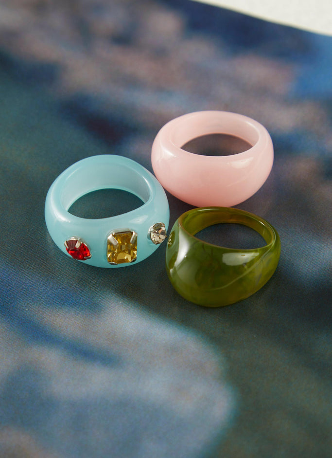 Real Groove Resin Ring Set - Multi