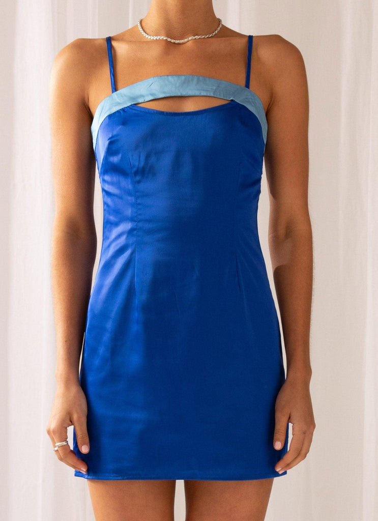 Midnight Cosmos Mini Dress - Cobalt Blue - Peppermayo