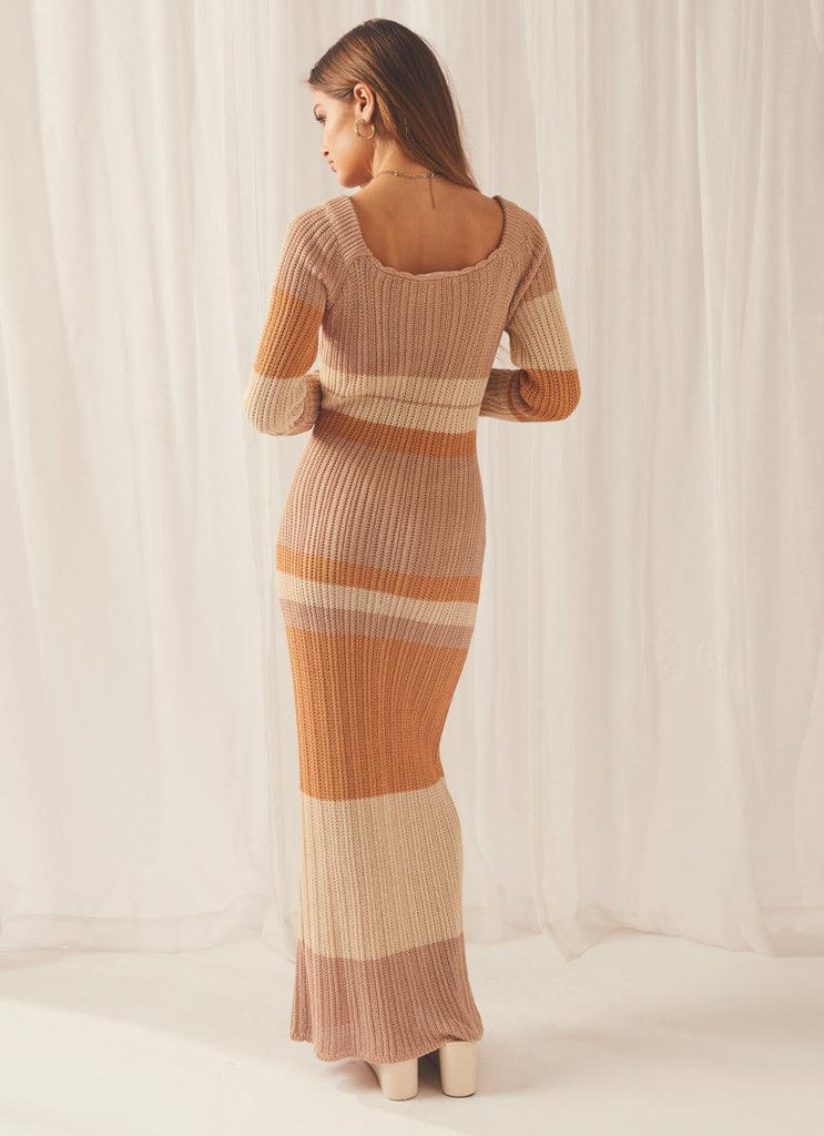 Love Ride Crochet Maxi Dress - Natural Stripe - Peppermayo