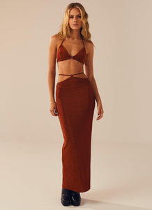 Out of Service Lurex Maxi Skirt - Spiced Lurex - Peppermayo