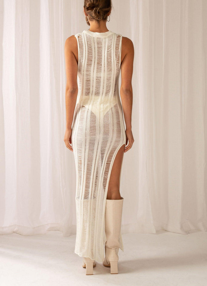 Perri Ladder Knit Maxi Dress - Ivory