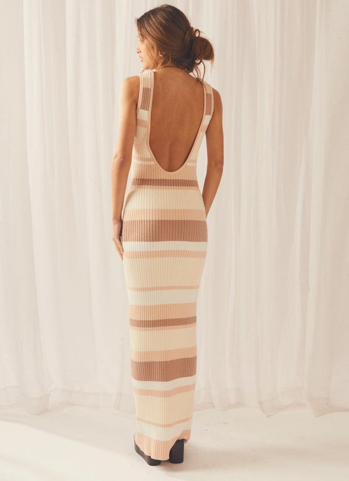 Ray Stripe Knit Midi Dress - Natural