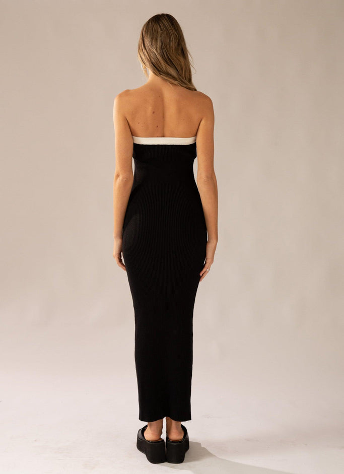 Hazey Knit Maxi Dress - Black