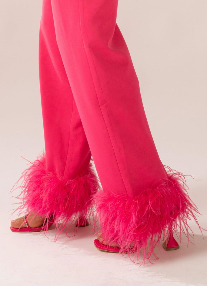 Shake It Off Feather Pants - Magenta