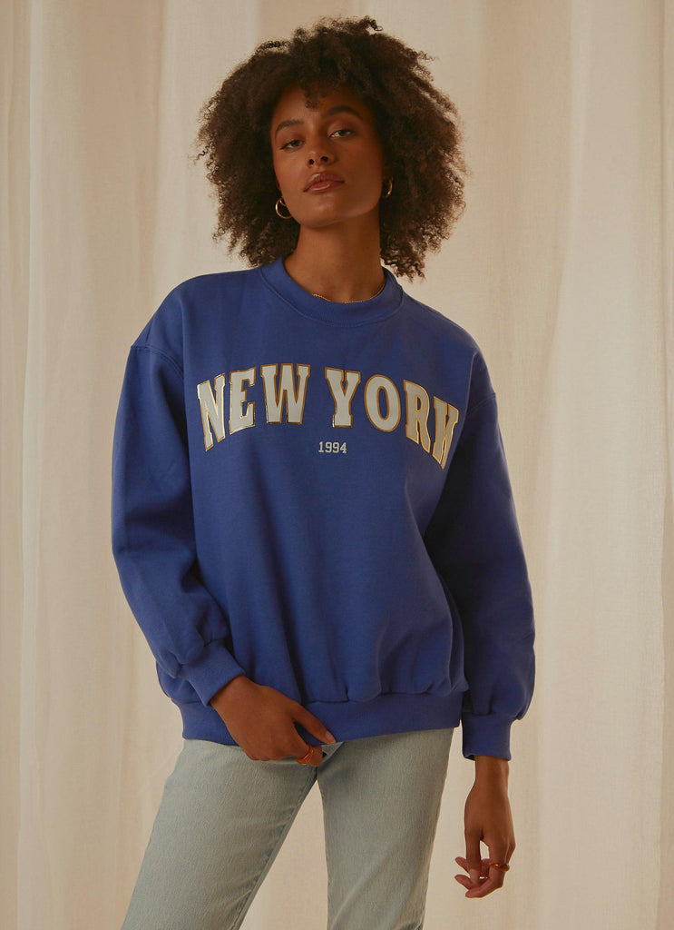 Big City Crewneck Sweater - Cobalt Blue - Peppermayo