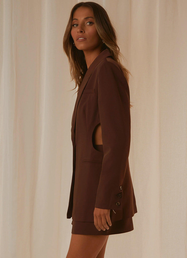 Fashion Confidential Cut Out Blazer - Chocolate - Peppermayo