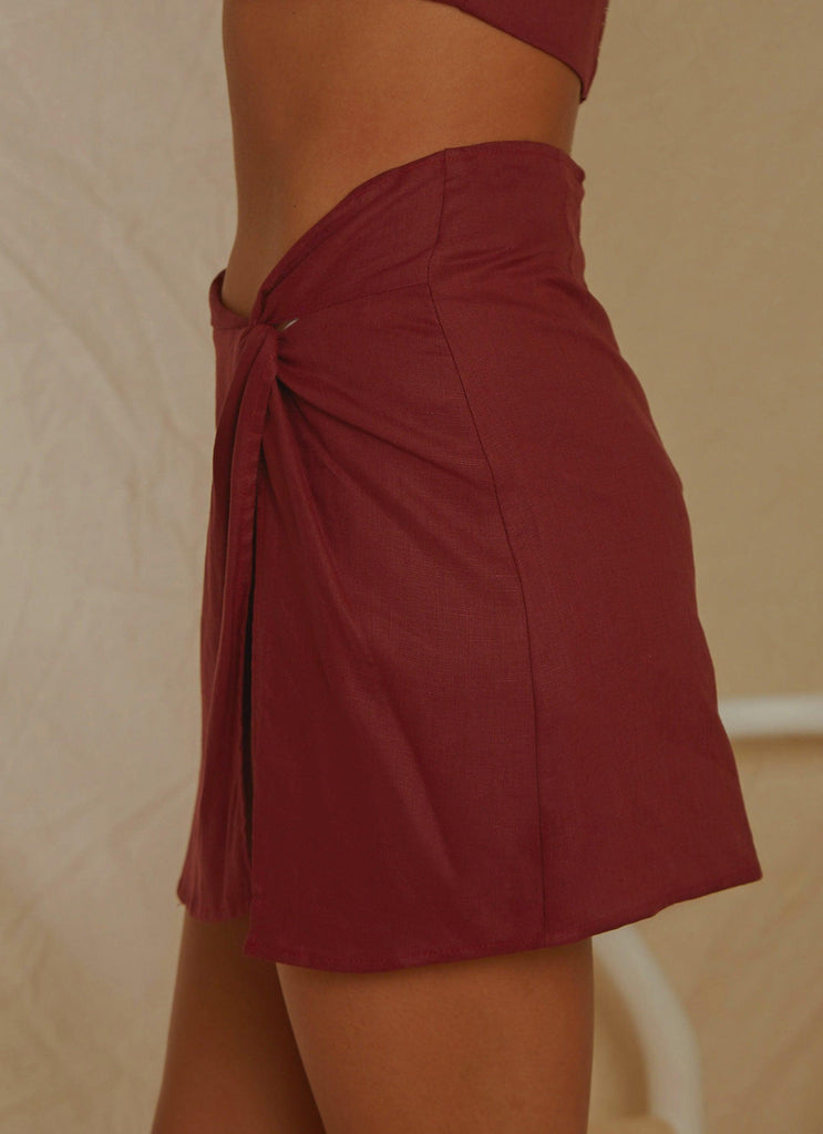 European Edition Mini Skirt - Burgundy - Peppermayo
