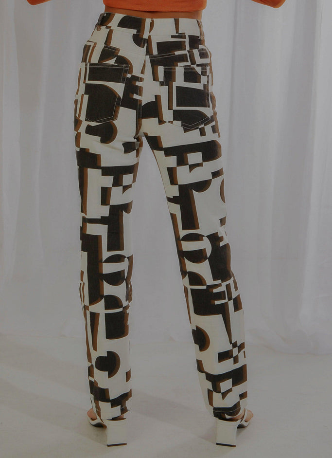 Electric Avenue Pants - Black and White Geo