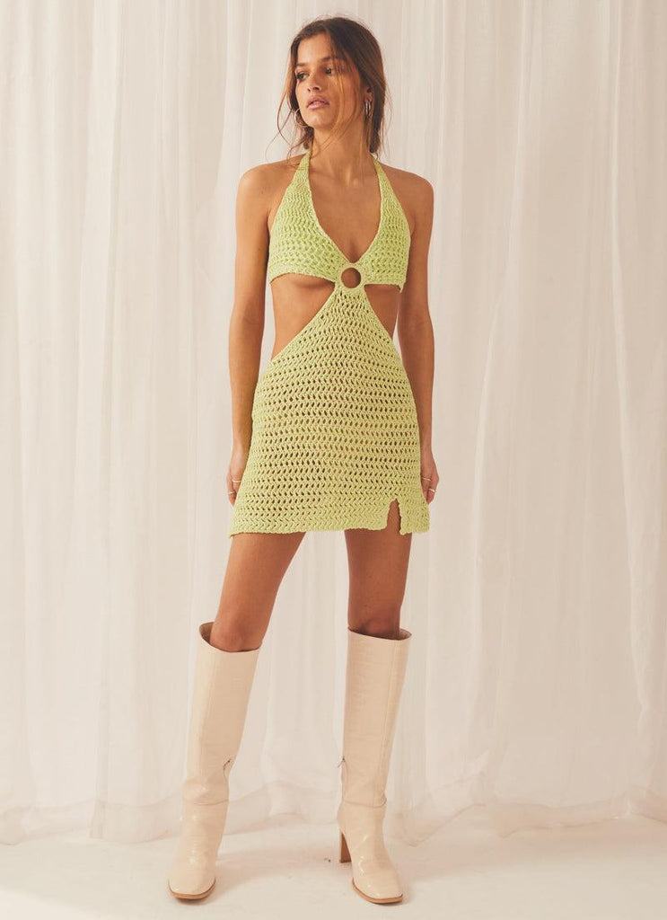 Heaven Crochet Dress - Sage Green - Peppermayo