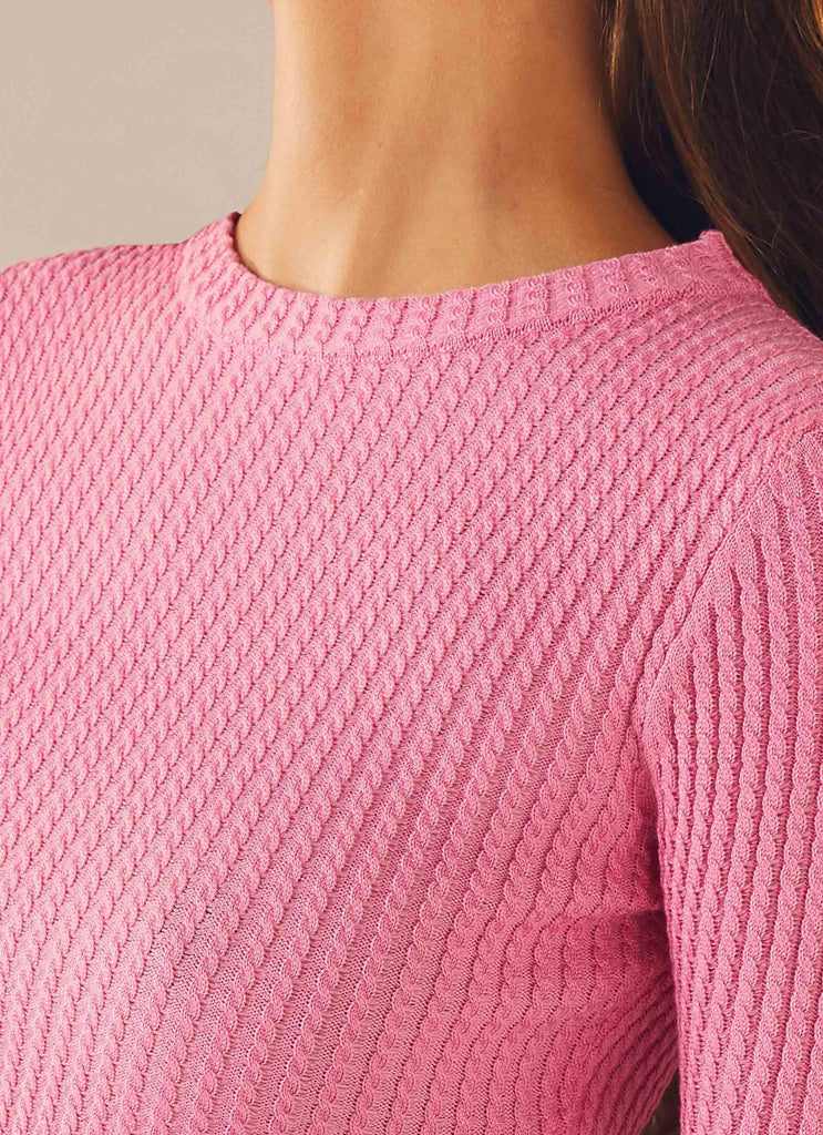I'm Yours Crop Knit Top - Fuchsia - Peppermayo