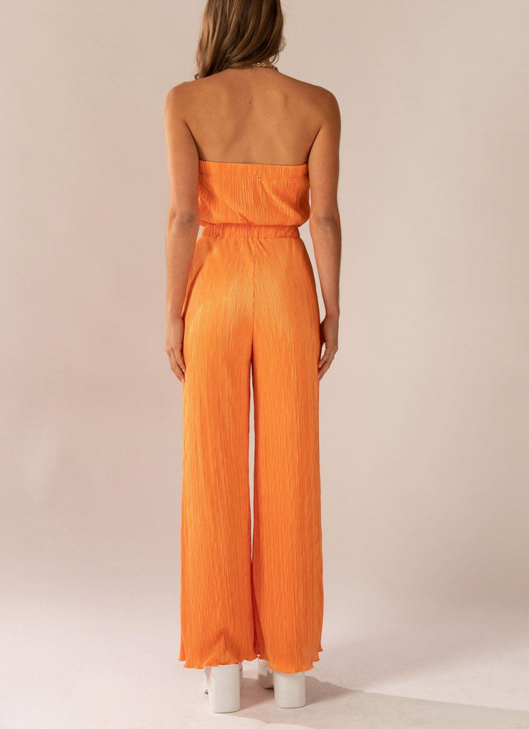 Doing The Most Plisse Jumpsuit - Tangerine - Peppermayo