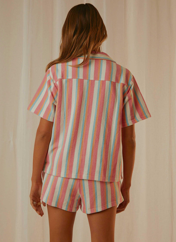 Island Vibes Terry Shirt - Vintage Stripe - Peppermayo