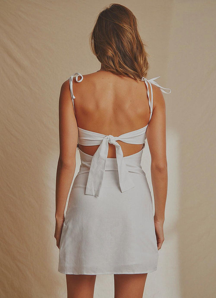 Style File Linen Mini Dress - White - Peppermayo