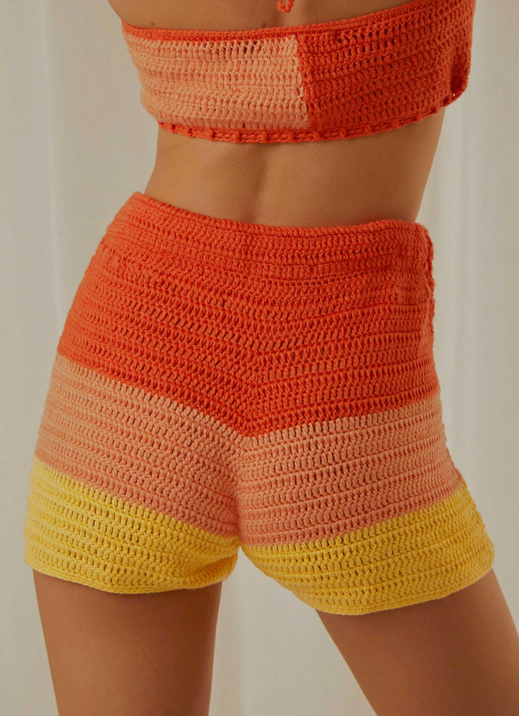 Sunburst Crochet Shorts - Sunrise - Peppermayo