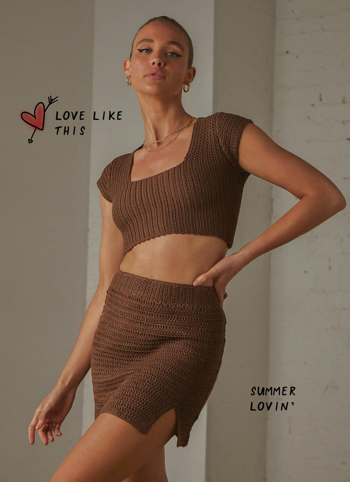 Love Like This Crochet Crop - Choc Brown