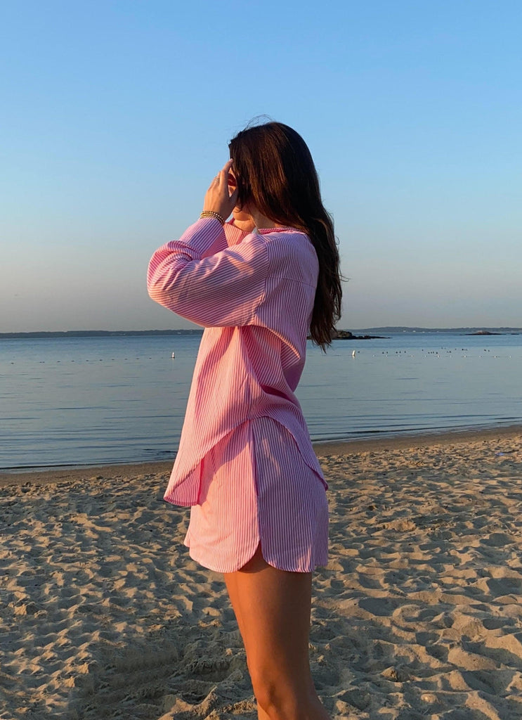 Summer Issue Shorts - Pink & White Stripe - Peppermayo