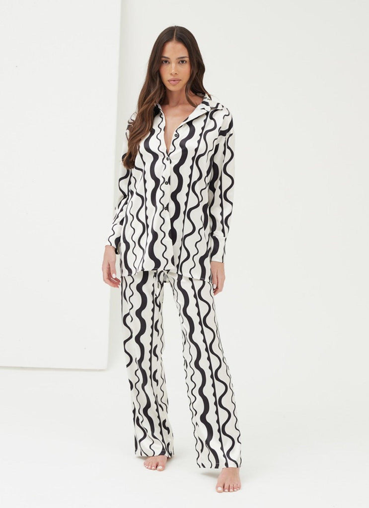 Neviah Trousers - Wave Print - Peppermayo