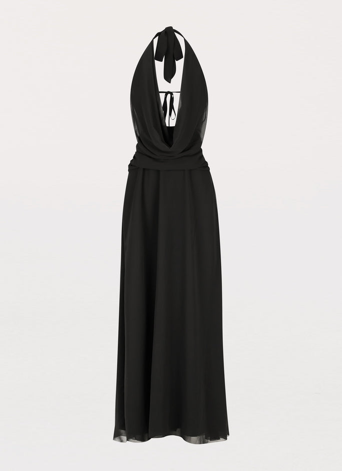 Elysia Chiffon Maxi Dress - Black