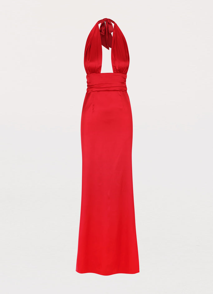 Lovelust Halterneck Maxi Dress - Red
