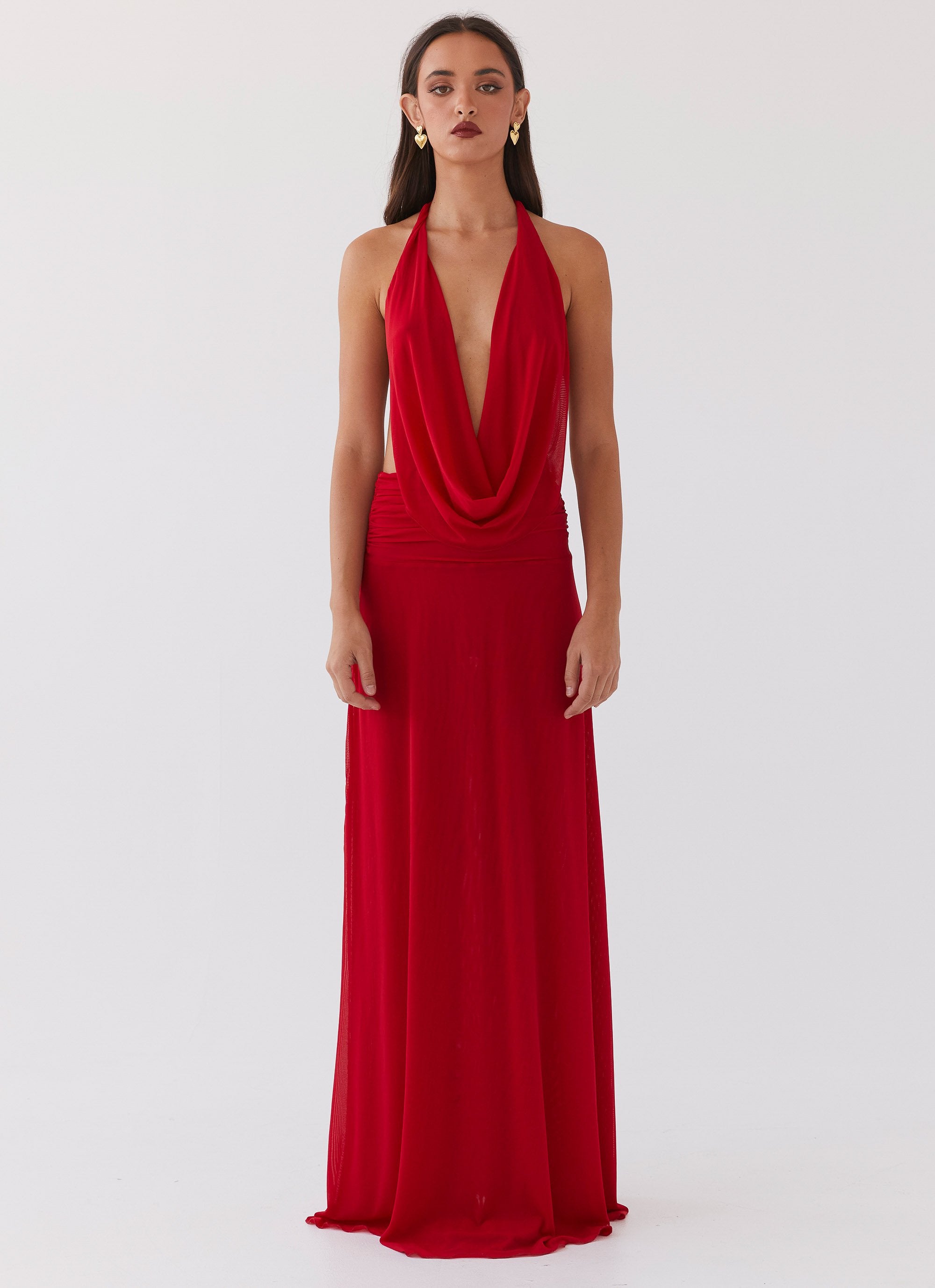 Elysia Mesh Maxi Dress Cherry Red Peppermayo elysia-mesh-maxi-dress-cherry-red-peppermayo