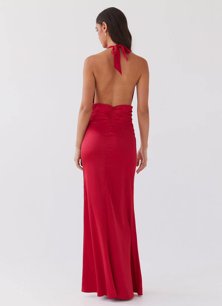 Lovelust Halterneck Maxi Dress - Red