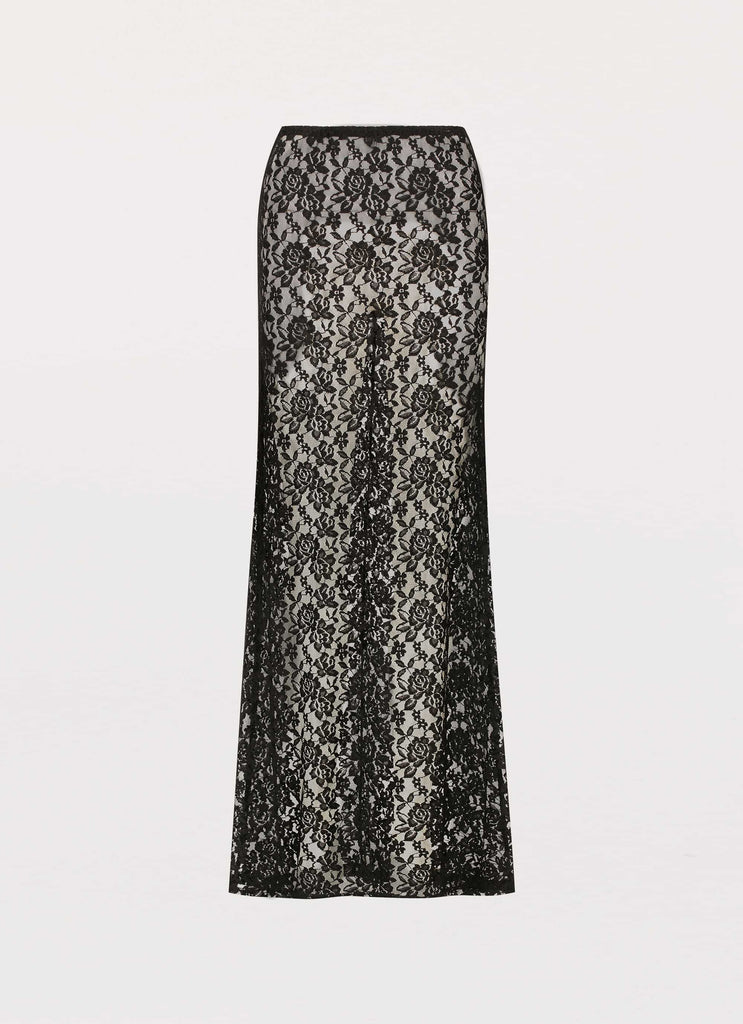 Zephyra Lace Maxi Skirt - Black