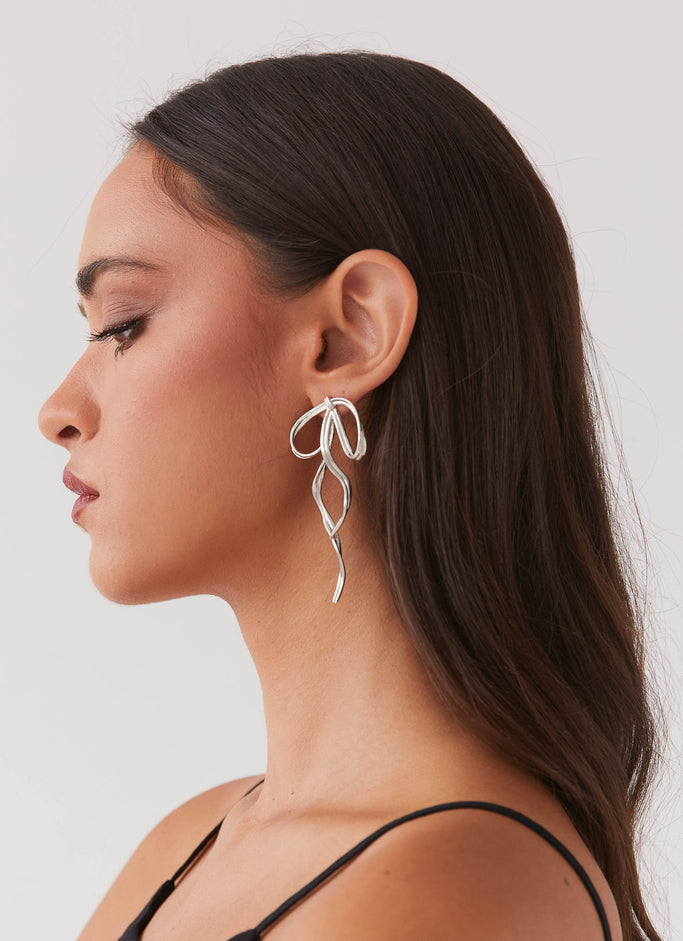 Diana Bow Earrings - Silver