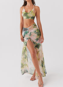 Zenta Ruched Maxi Skirt - Rainforest