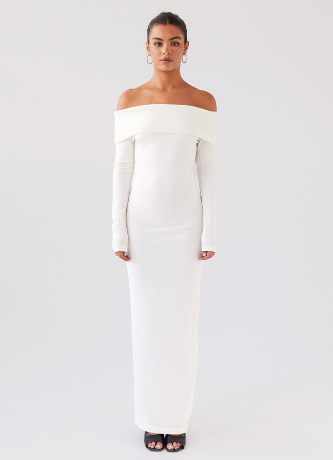 Alexandra Off Shoulder Knit Maxi Dress - Ivory