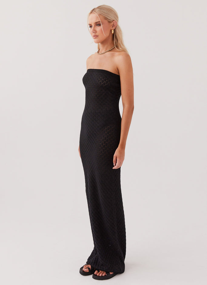 Lorie Knit Tube Maxi Dress - Black
