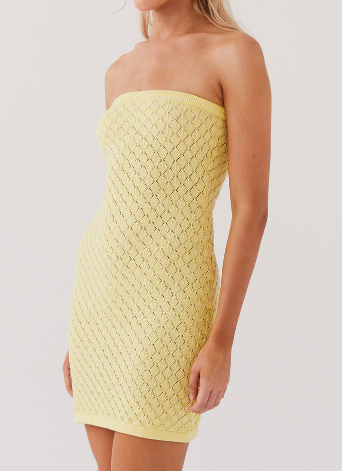 Lifeline Knit Tube Mini Dress - Lemon