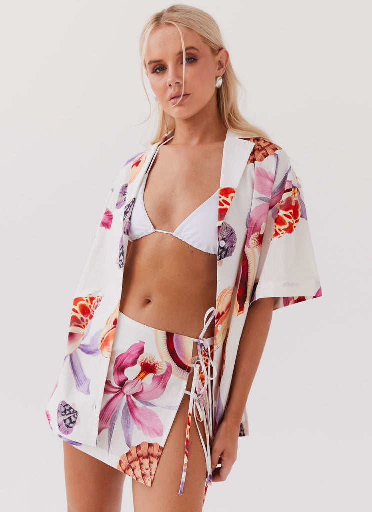Summer Retreat Linen Mini Skirt - Seaside Bouquet