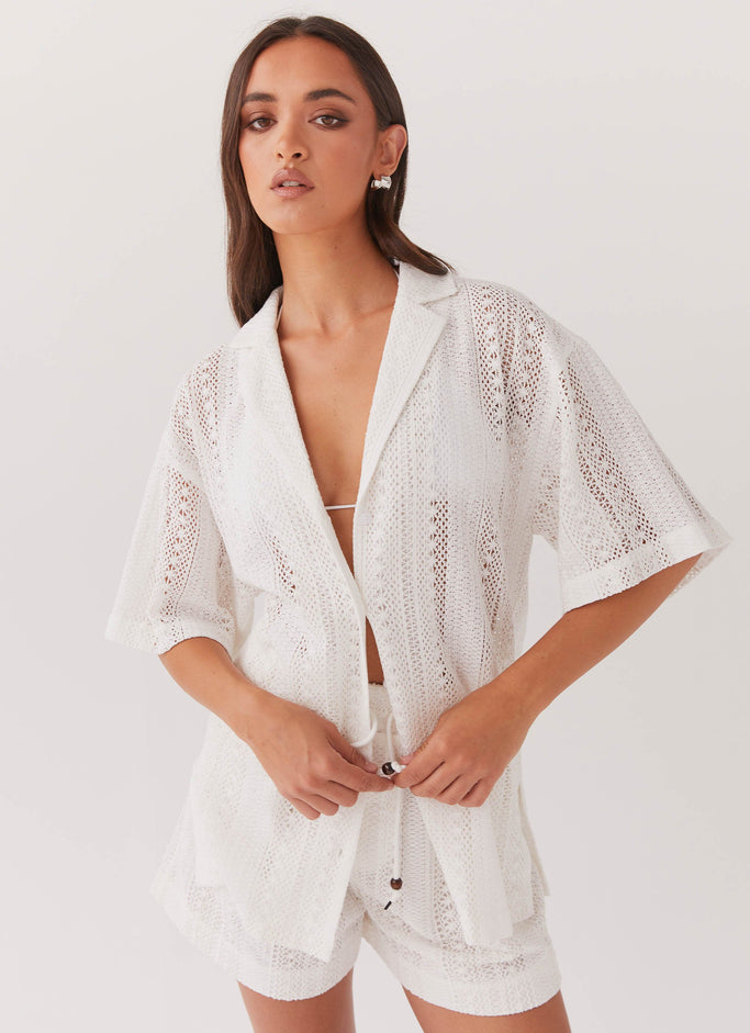 Sun Catcher Knit Oversized Shirt - Ivory