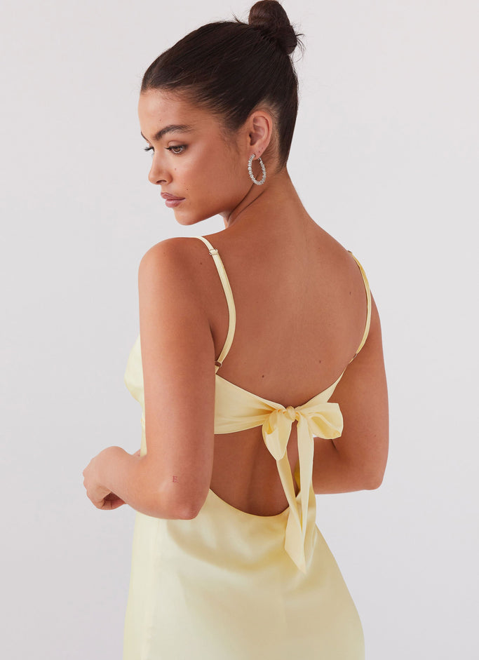 Flora Satin Maxi Dress - Lemon