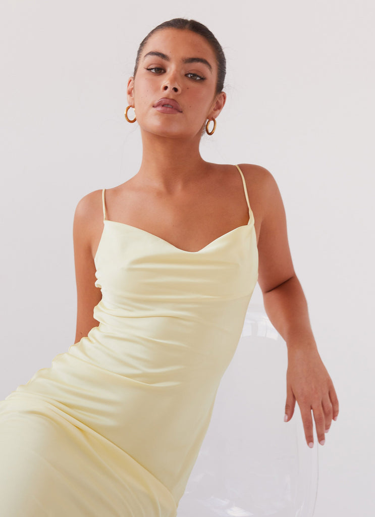 Joanna Satin Maxi Dress - Lemon