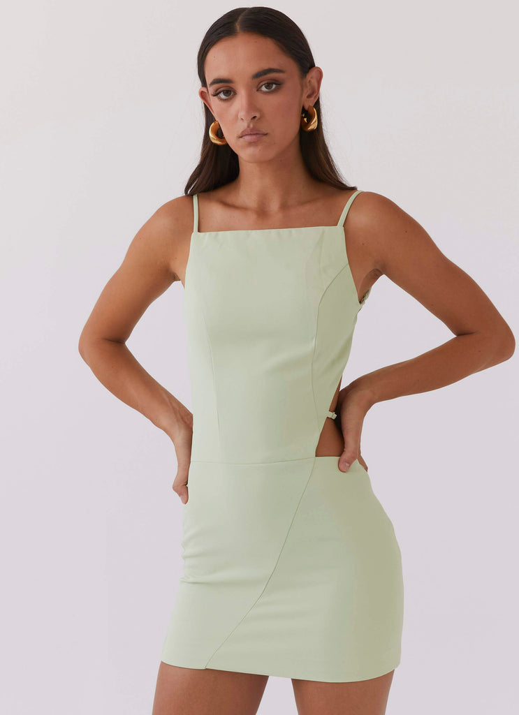 Lindsey Cutout Mini Dress - Green Zest